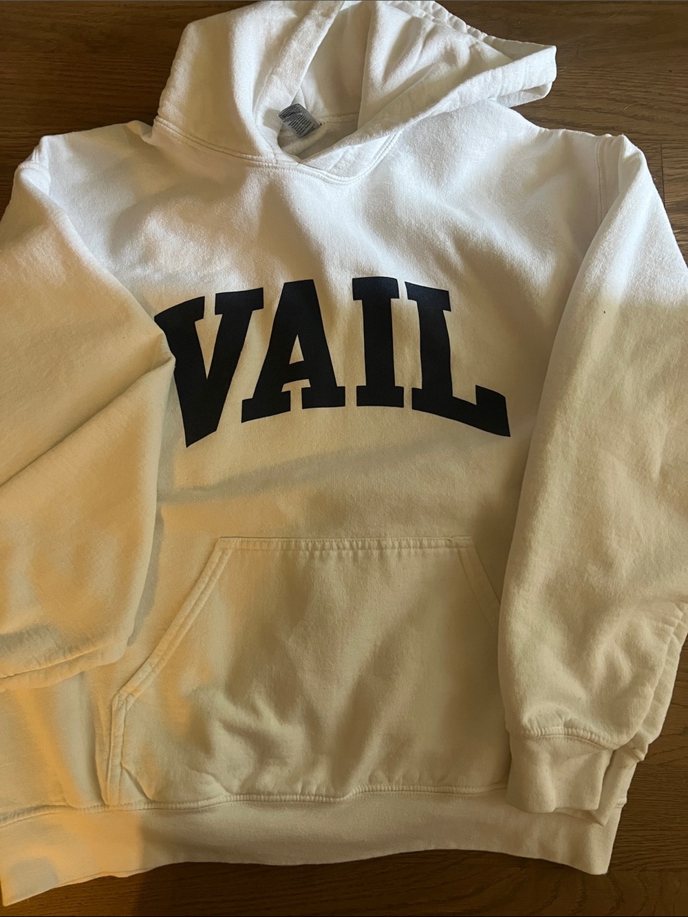 Gildan White Hoodie with Black VAIL Chest Print